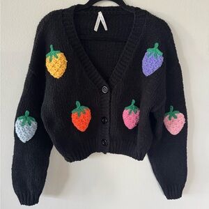 Knit cardigan with knit berry details